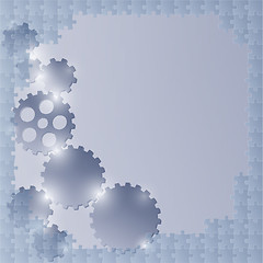 Image showing blue background with puzzle and cog wheels