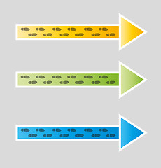 Image showing blue, green and yellow arrows with footprints