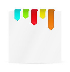 Image showing set of color ribbons or bookmarks with blank paper