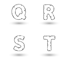 Image showing sketch jagged alphabet letters, Q, R, S, T