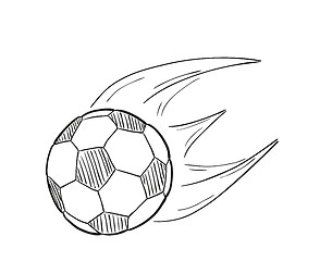 Image showing sketch of the flying football ball with flames