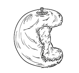 Image showing sketch of the bitten apple