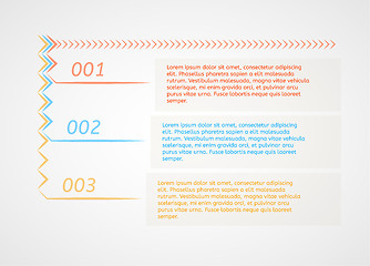 Image showing infographics - three color options with arrows