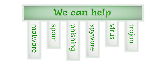 Image showing green infographic with we can help