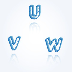 Image showing sketch jagged alphabet letters, U, V, W