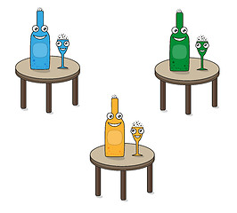 Image showing smiling funny glass and bottle on the table