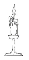 Image showing candlestick with burning candle sketch