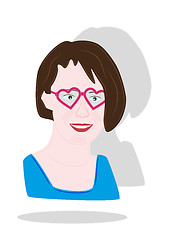 Image showing pretty girl with heart glasses