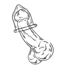 Image showing penis with condom sketch