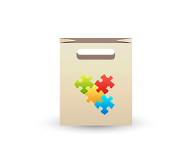 Image showing paper bag with puzzle symbols