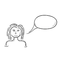 Image showing sketch of the girl and speak bubble