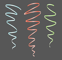 Image showing twisted shining ribbons with different colors on dark background