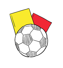 Image showing sketch of the football ball and two cards