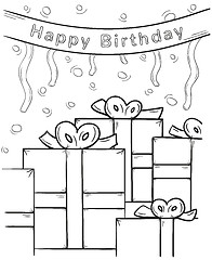 Image showing happy birthday and gifts