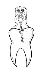 Image showing sketch of the tooth with defect and ugly creature