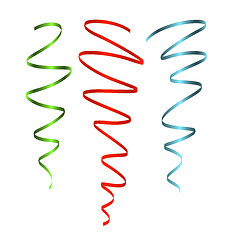 Image showing twisted shining ribbons with different colors on white backgroun