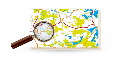 Image showing map and magnifying glass
