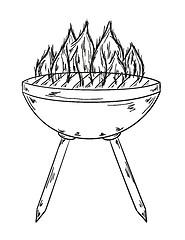 Image showing sketch of the grill with big flames