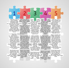 Image showing infographics - five steps with puzzle pieces