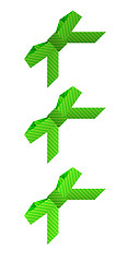 Image showing three different green dashed bows on white background