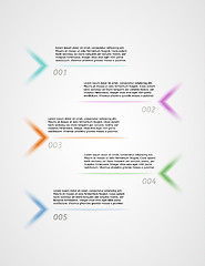 Image showing infographics - five color options with arrows