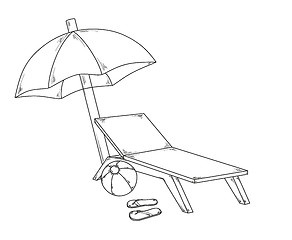 Image showing parasol flops, ball and chair