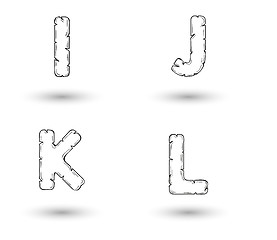 Image showing sketch jagged alphabet letters, I, J, K, L