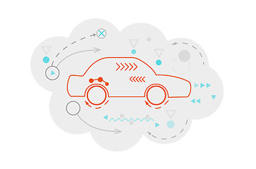 Image showing abstract map of the cloud with car and lines