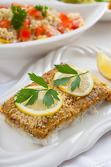 Image showing Baked fish fillet wih couscous salad