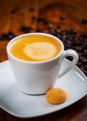 Image showing Cup of coffee with beans