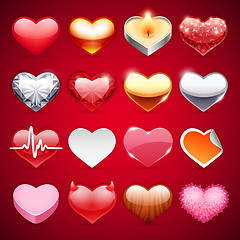 Image showing Vector Icons Hearts Set