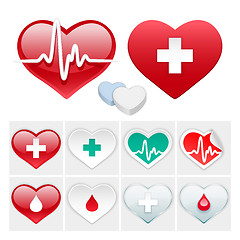 Image showing Vector Medical Set of Hearts Icons
