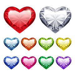 Image showing Vector Gem Hearts Set