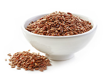 Image showing bowl of flax seeds