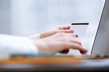 Image showing Closeup of hand with blank card