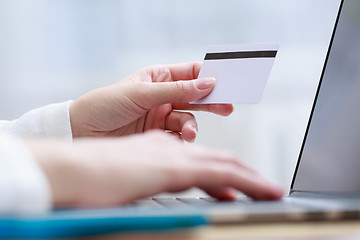 Image showing Closeup of hand with blank card