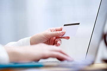 Image showing Closeup of hand with blank card