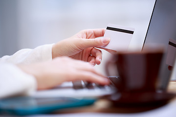 Image showing Closeup of hand with blank card