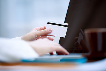 Image showing Closeup of hand with blank card