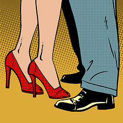 Image showing love man and woman dance hugs pop art comics retro style Halfton