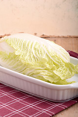 Image showing Cabbage chopped in glass bowl