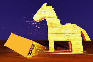 Image showing Trojan horse and computer