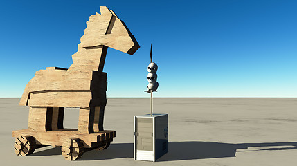 Image showing Trojan horse and computer