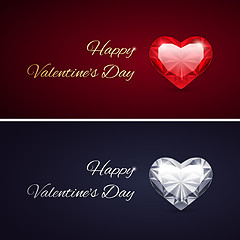 Image showing Happy Valentines Day Cards with Gems