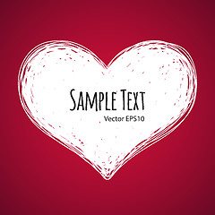 Image showing Doodle Heart on Red Background