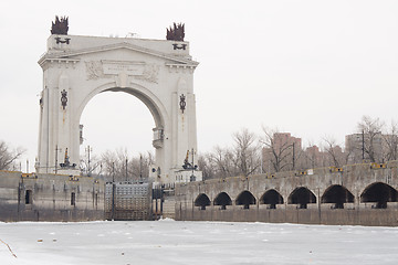 Image showing Arch, pier Volga-Don canal Lenin, the gateway 1, Volgograd winter