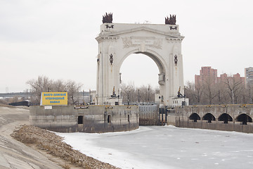 Image showing Arch, pier Volga-Don canal Lenin, the gateway 1, Volgograd winter