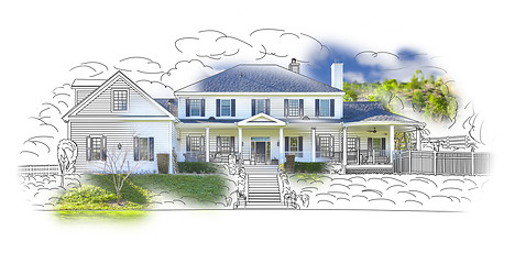 Image showing House Drawing and Photo Combination on White