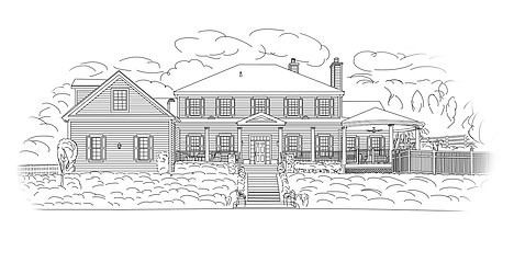 Image showing Custom Black House Facade Drawing on White