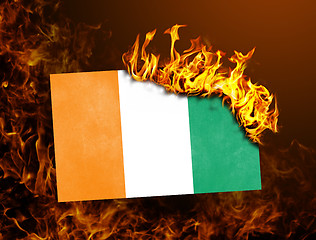 Image showing Flag burning - Ivory Coast